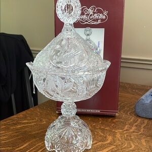 Hofbauer 24% lead crystal candy dish with lid.
